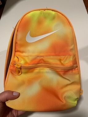 Nike Insulated Lunch Bag Orange Yellow Tie-Dye Exterior & Water Bottle Pocket